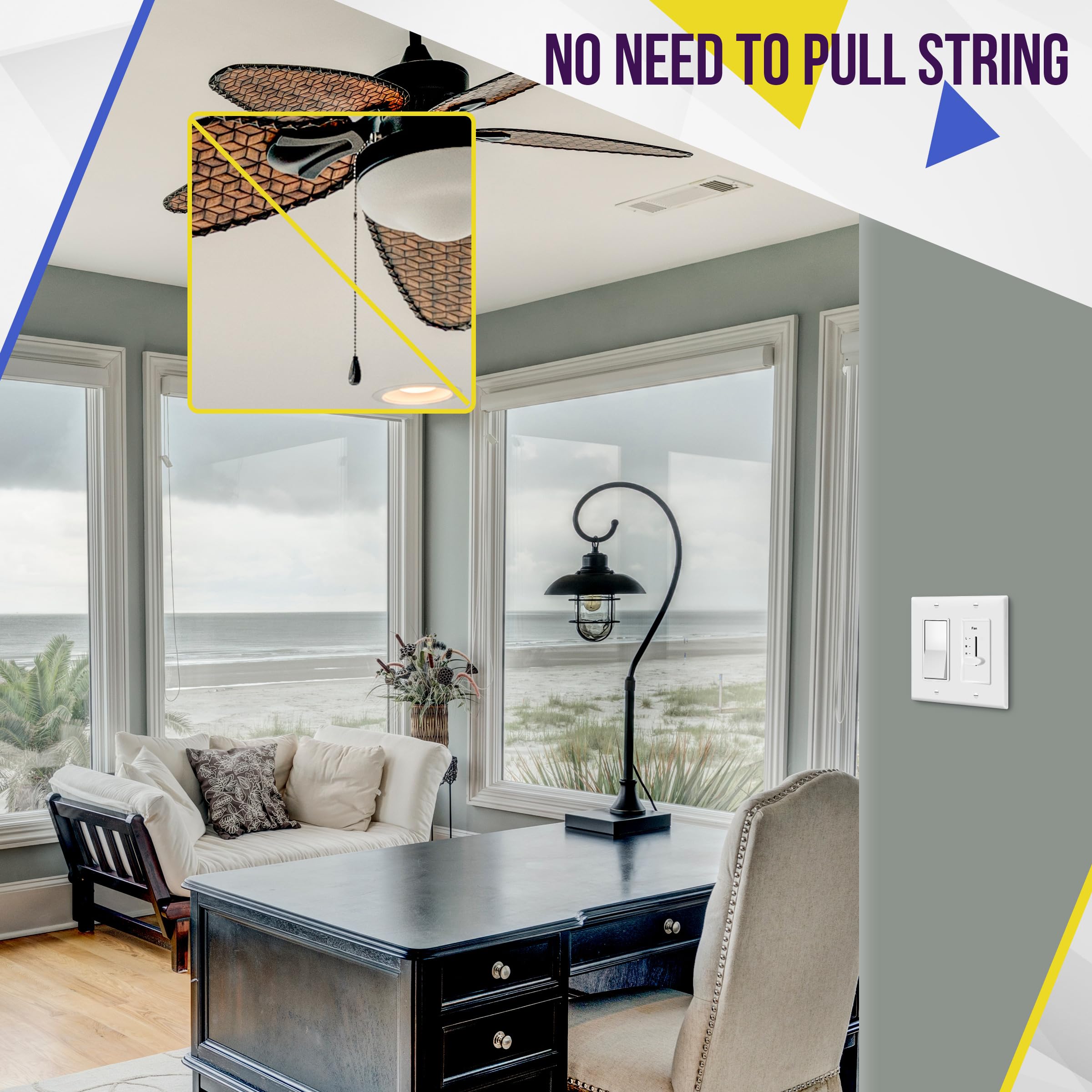 Enerlites 2.5A max load safely supports typical residential fans with reliable performance.