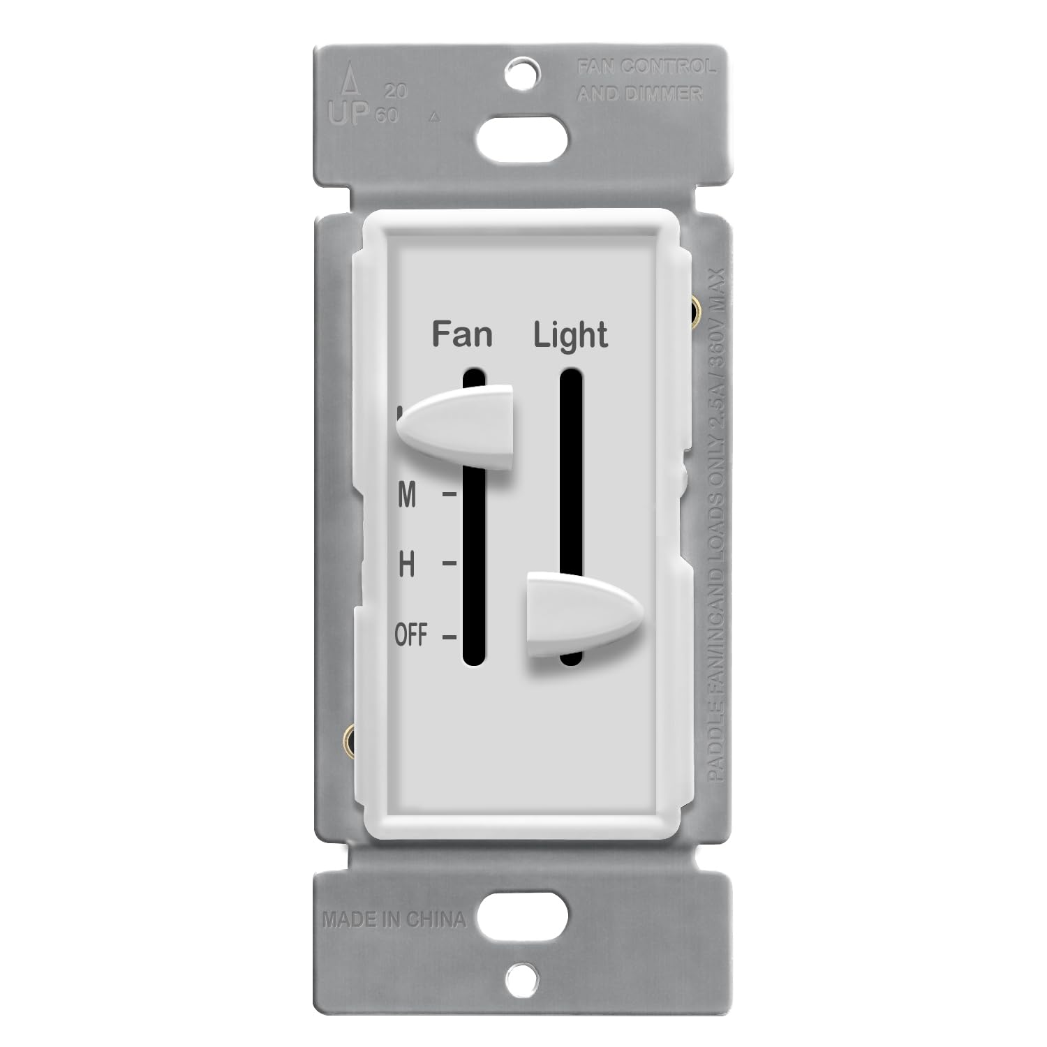 Enerlites 3-speed ceiling fan control front view for reliable operation in any room.