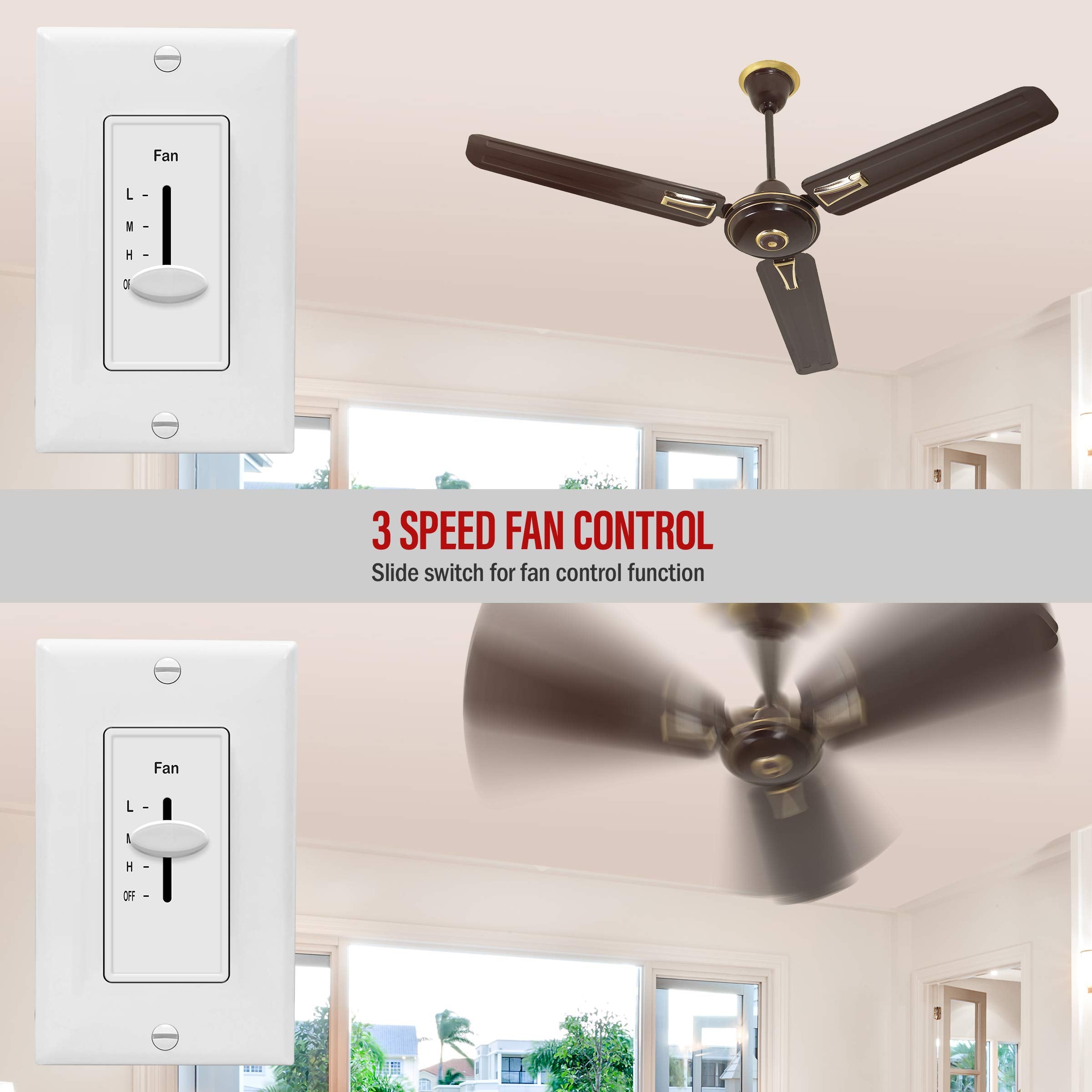 Enerlites 3-speed Decora switch dimensions emphasize compact retrofit design