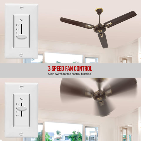 Enerlites 3-speed Decora switch dimensions emphasize compact retrofit design
