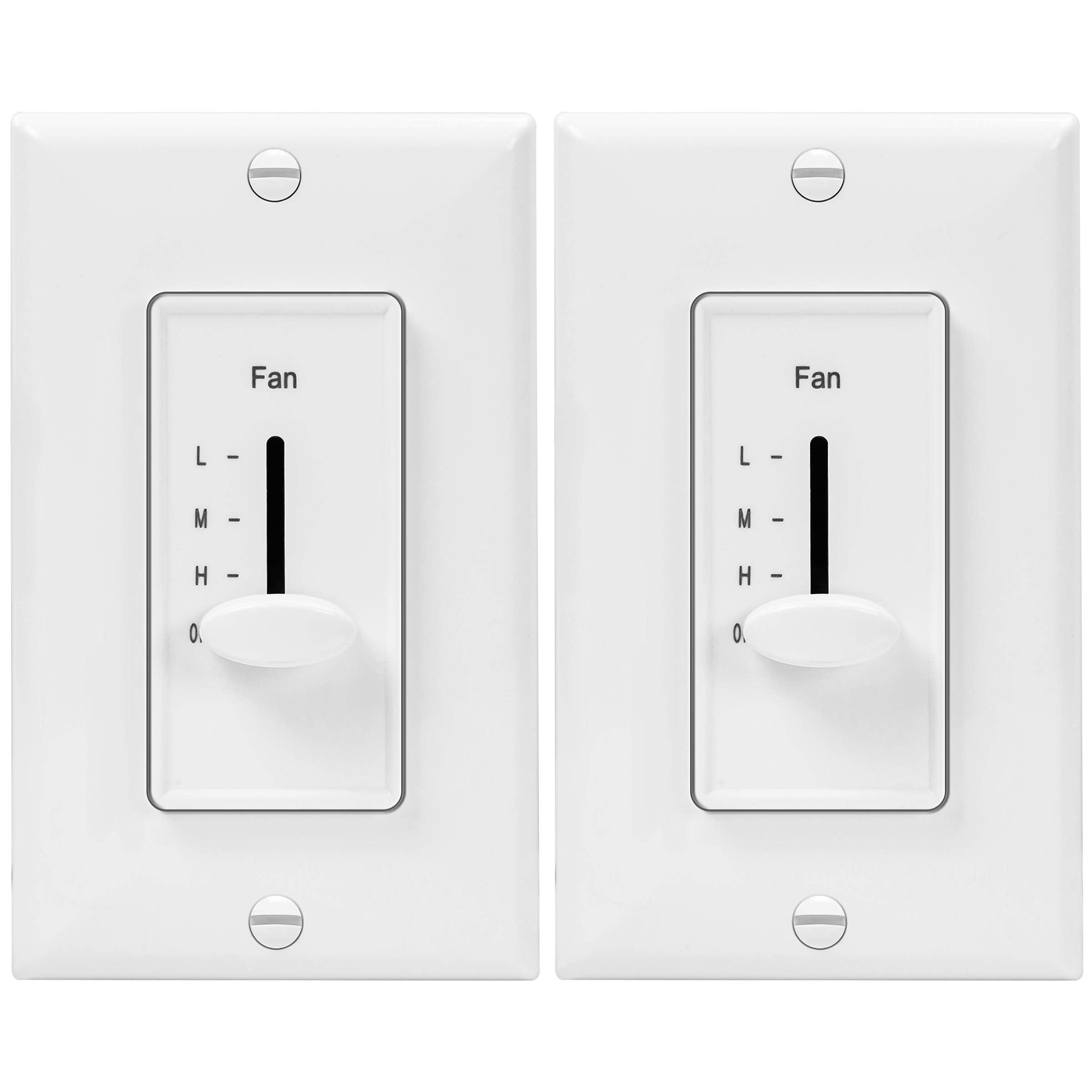 Enerlites 3-speed Decora switch front view showing quiet, adjustable fan control