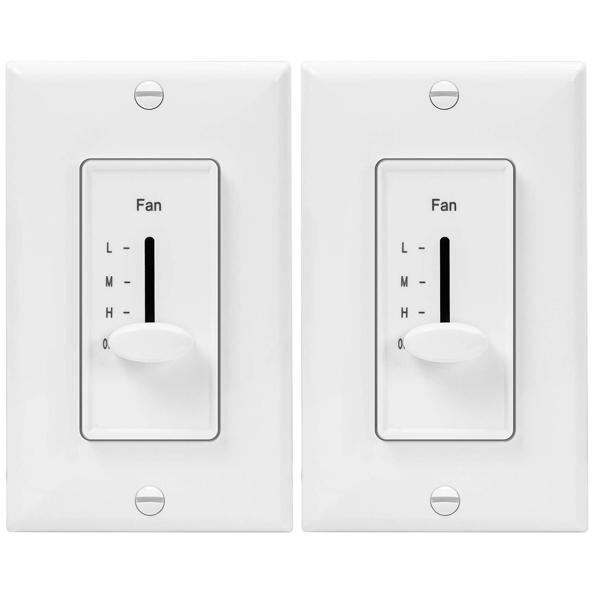 Enerlites 3-speed Decora switch front view showing quiet, adjustable fan control