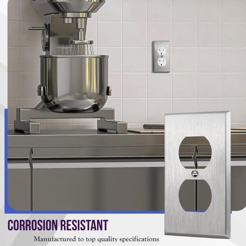 Enerlites 430 stainless steel brushed finish communicates rugged durability in busy spaces