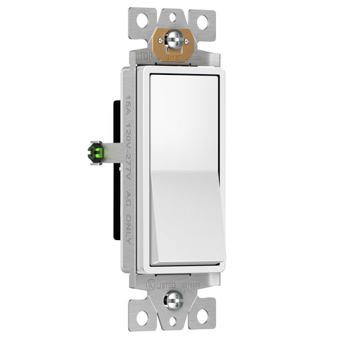 Enerlites 91150-W side view highlights shallow body ideal for standard junction boxes.