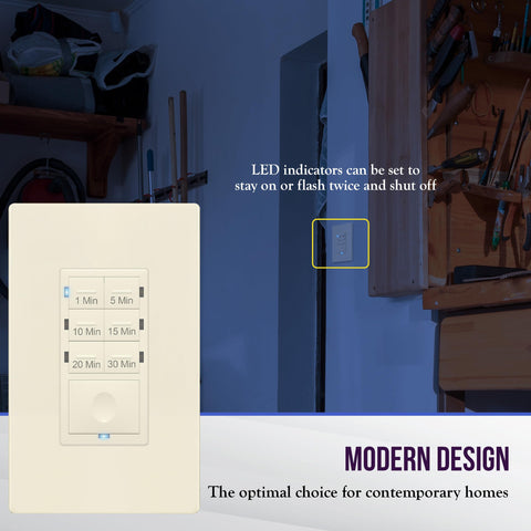 Enerlites bathroom countdown switch in use helps prevent lights from staying on