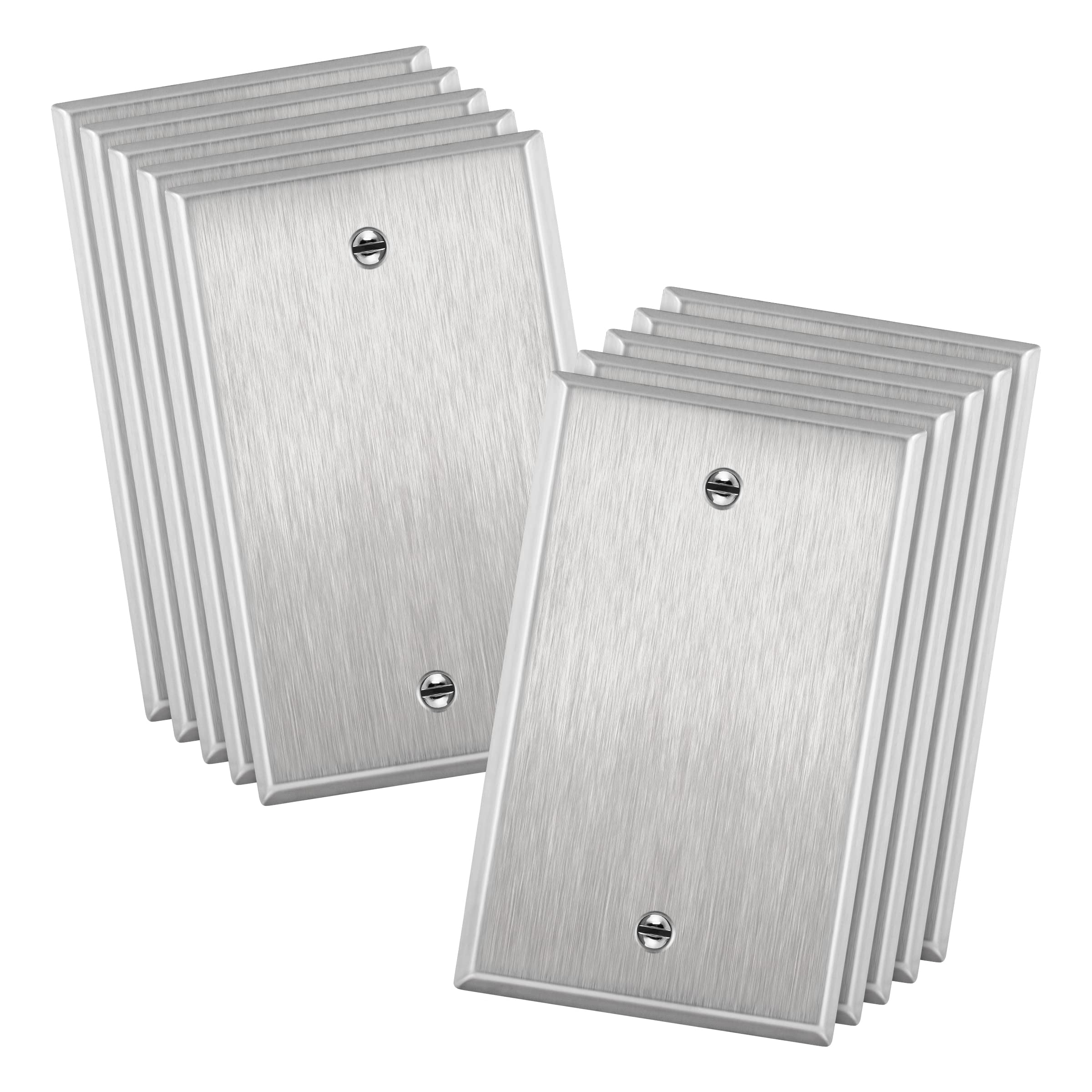 ENERLITES blank wall plate in stainless steel covers standard outlets with durable finish