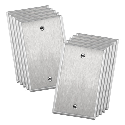 ENERLITES blank wall plate in stainless steel covers standard outlets with durable finish