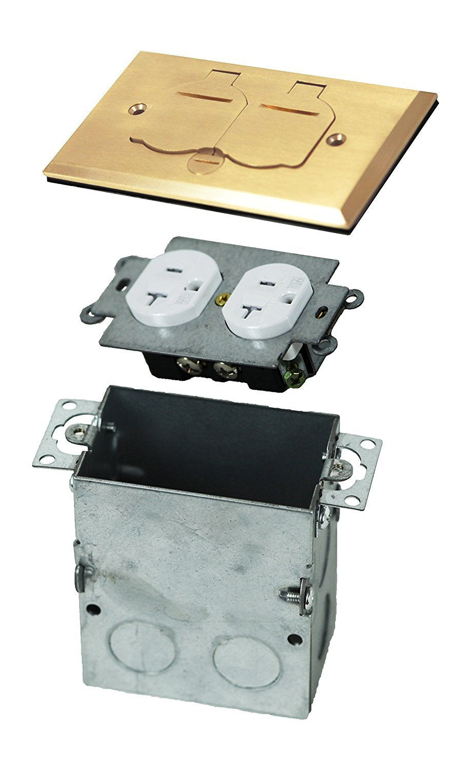ENERLITES brass finish adds professional style and durability to floor power installations