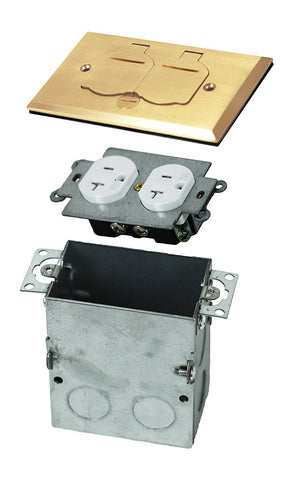 ENERLITES brass finish adds professional style and durability to floor power installations