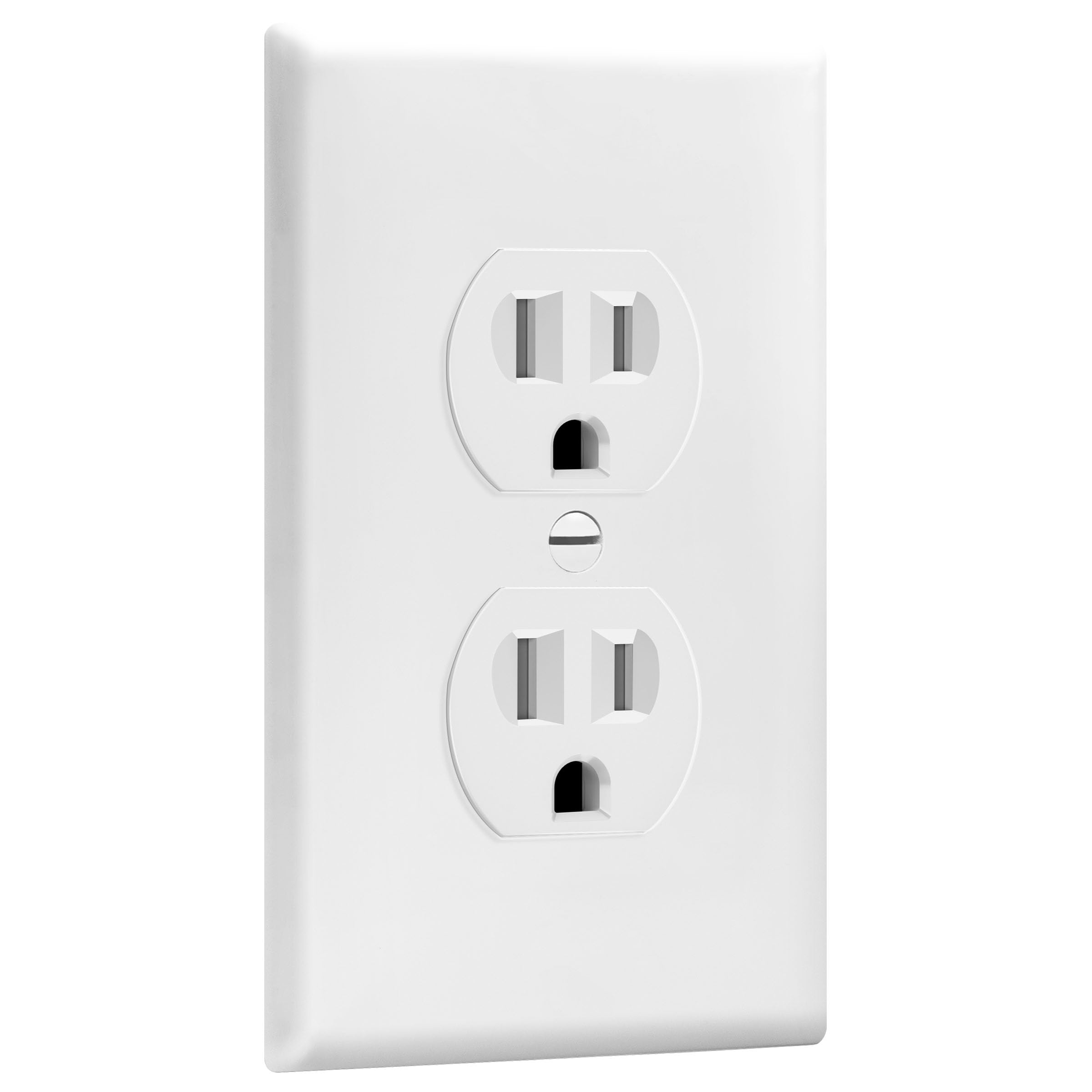 ENERLITES duplex outlet side wiring demonstrates push-in and side wiring options.