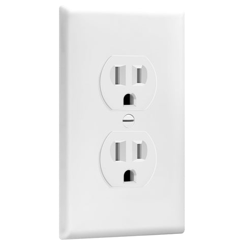 ENERLITES duplex outlet side wiring demonstrates push-in and side wiring options.