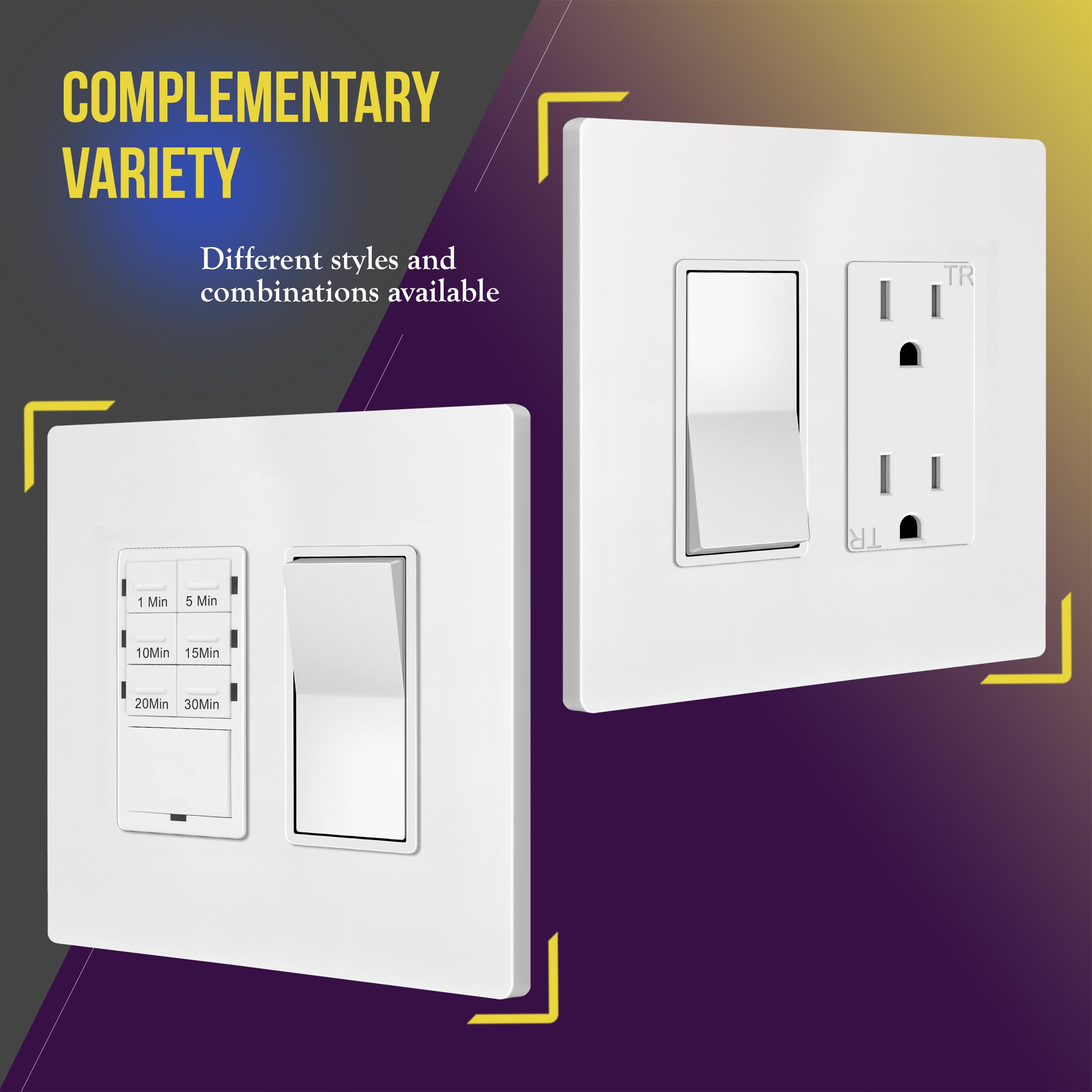 Enerlites easy-install wall plate white 2-gang covers cracks and openings