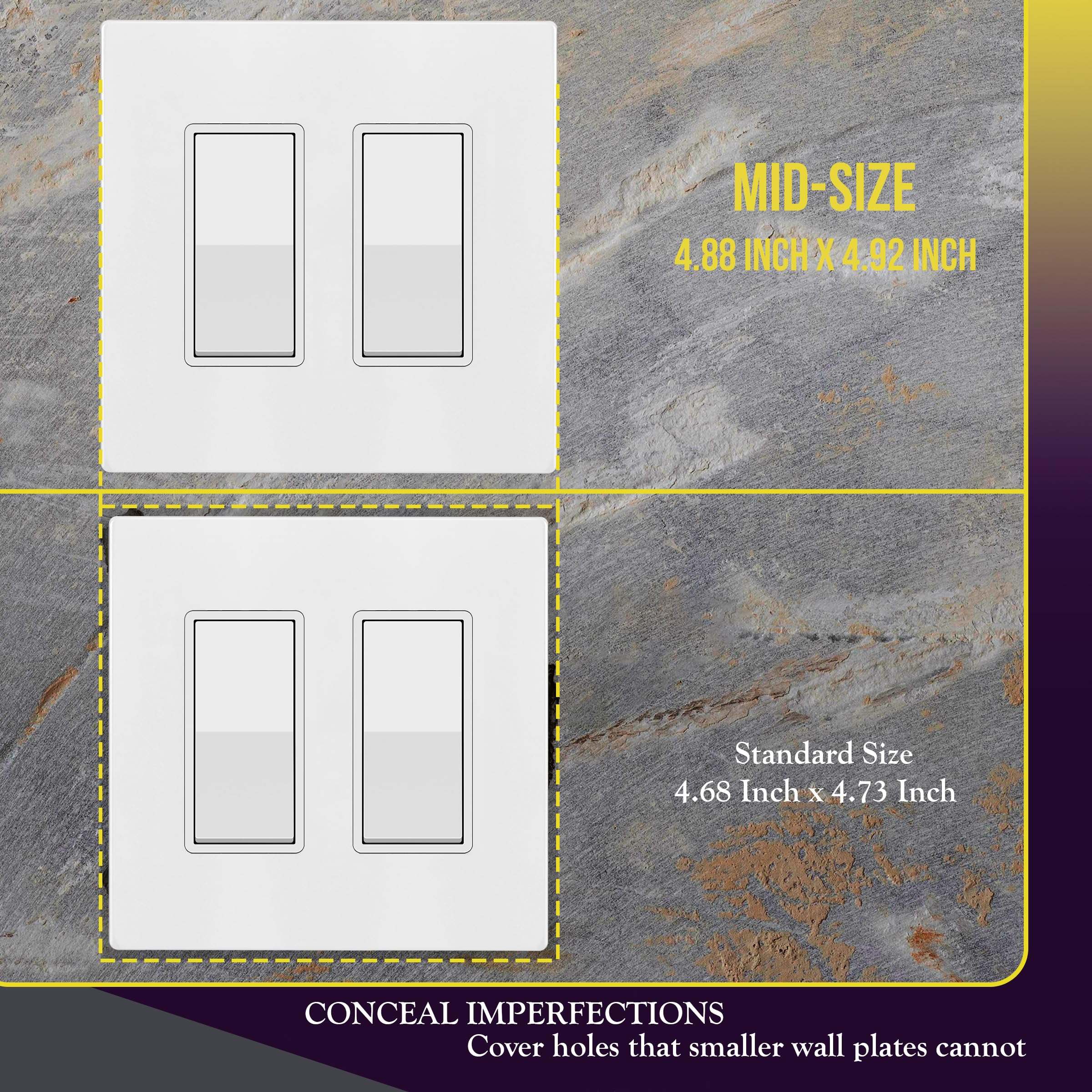 Enerlites gloss finish decorator wall plate white 2-gang easy to wipe and maintain