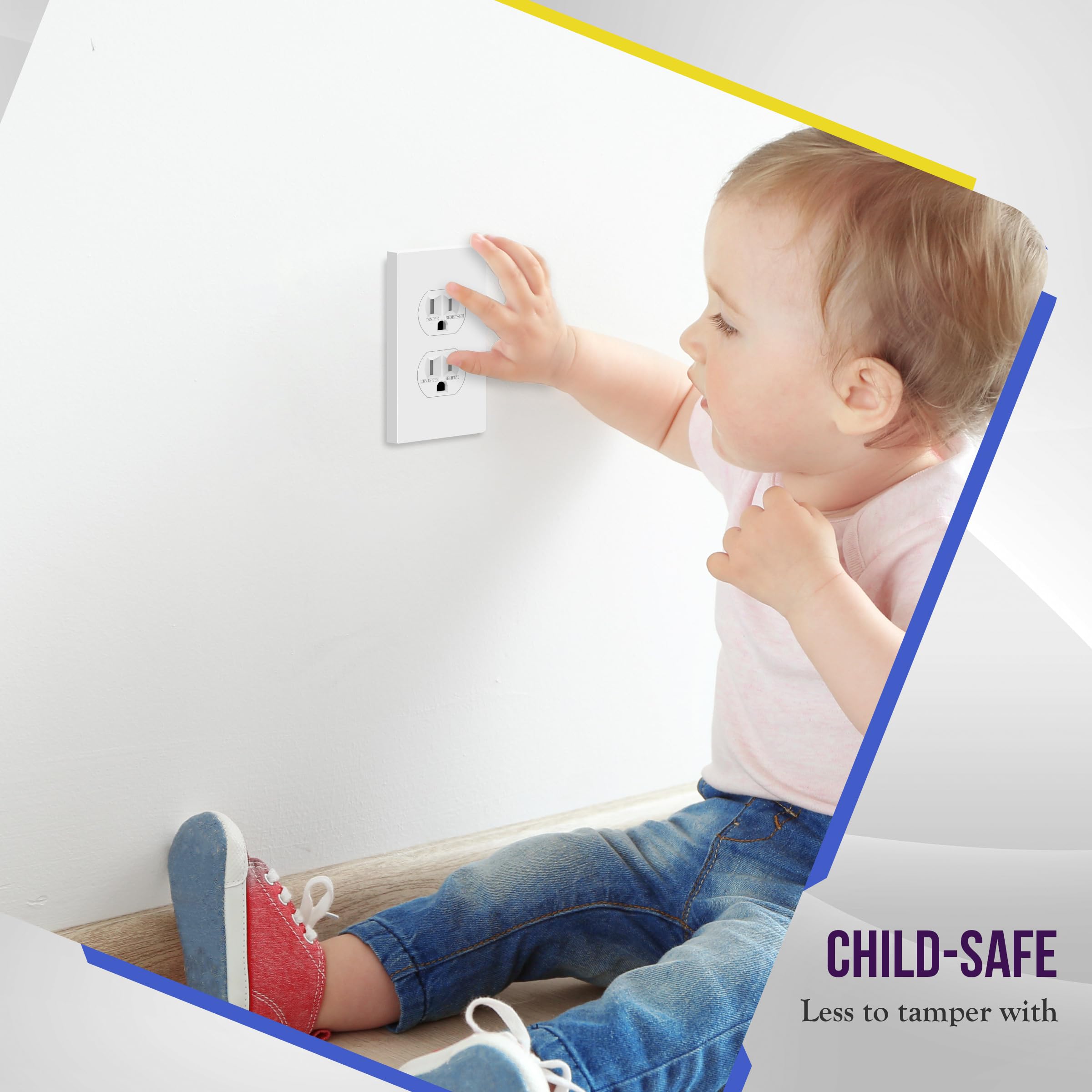 ENERLITES glossy white wall plate with a smooth finish cleans easily