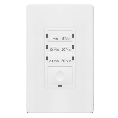 ENERLITES HET06-J6-W timer switch front view, compact design for easy installation.