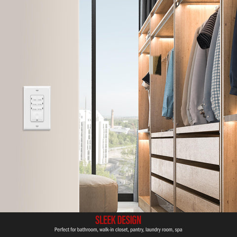 ENERLITES timer ideal for bathrooms, closets, garages, or laundry rooms.