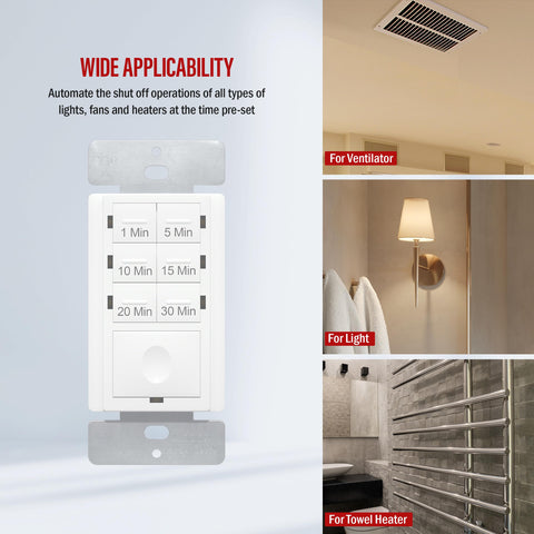 ENERLITES timer includes a screwless wall plate for quick, tidy installation.