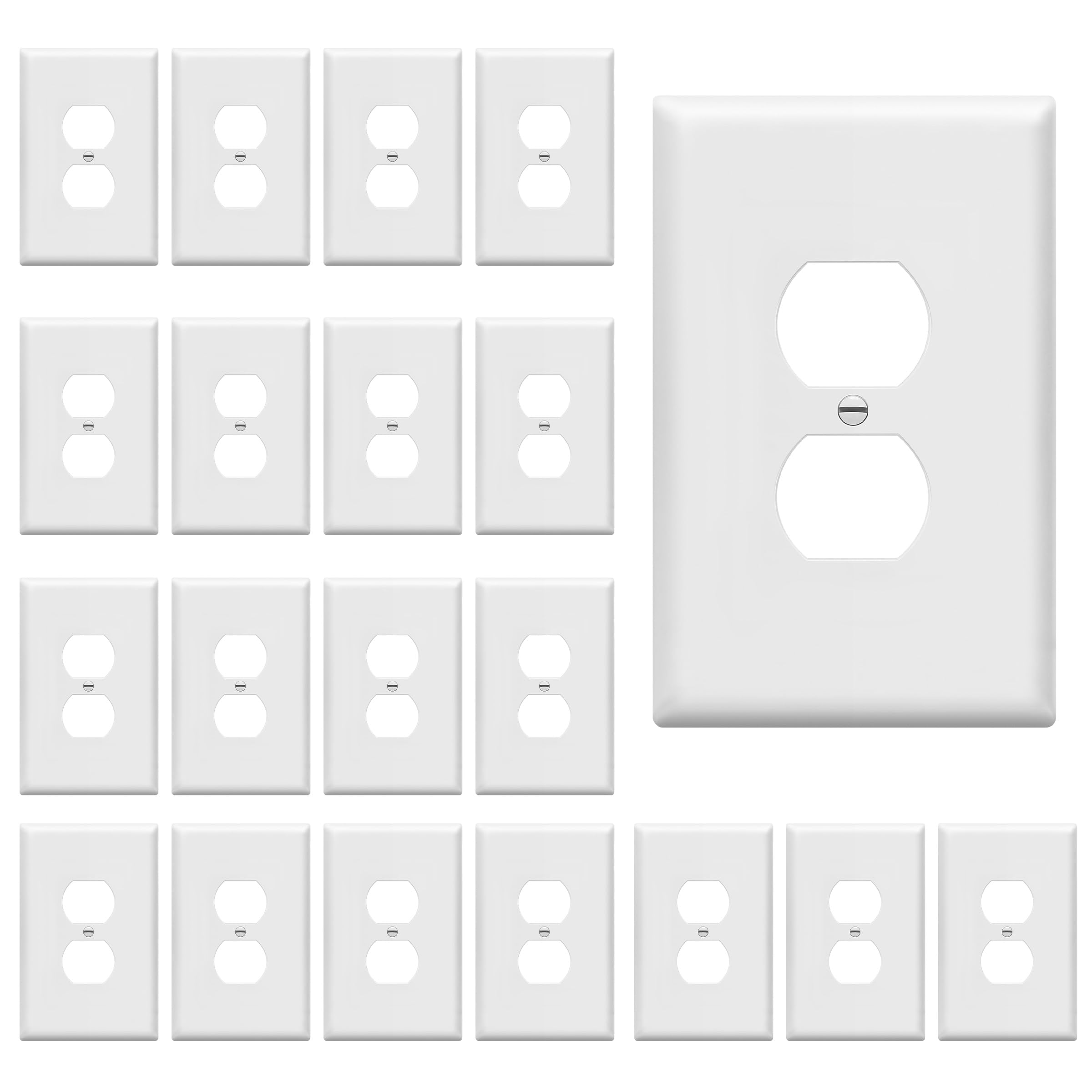 Enerlites jumbo duplex wall plate in white with a sturdy, clean finish.