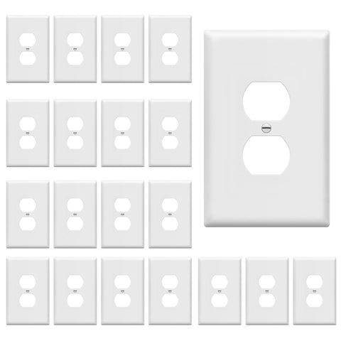 Enerlites jumbo duplex wall plate in white with a sturdy, clean finish.