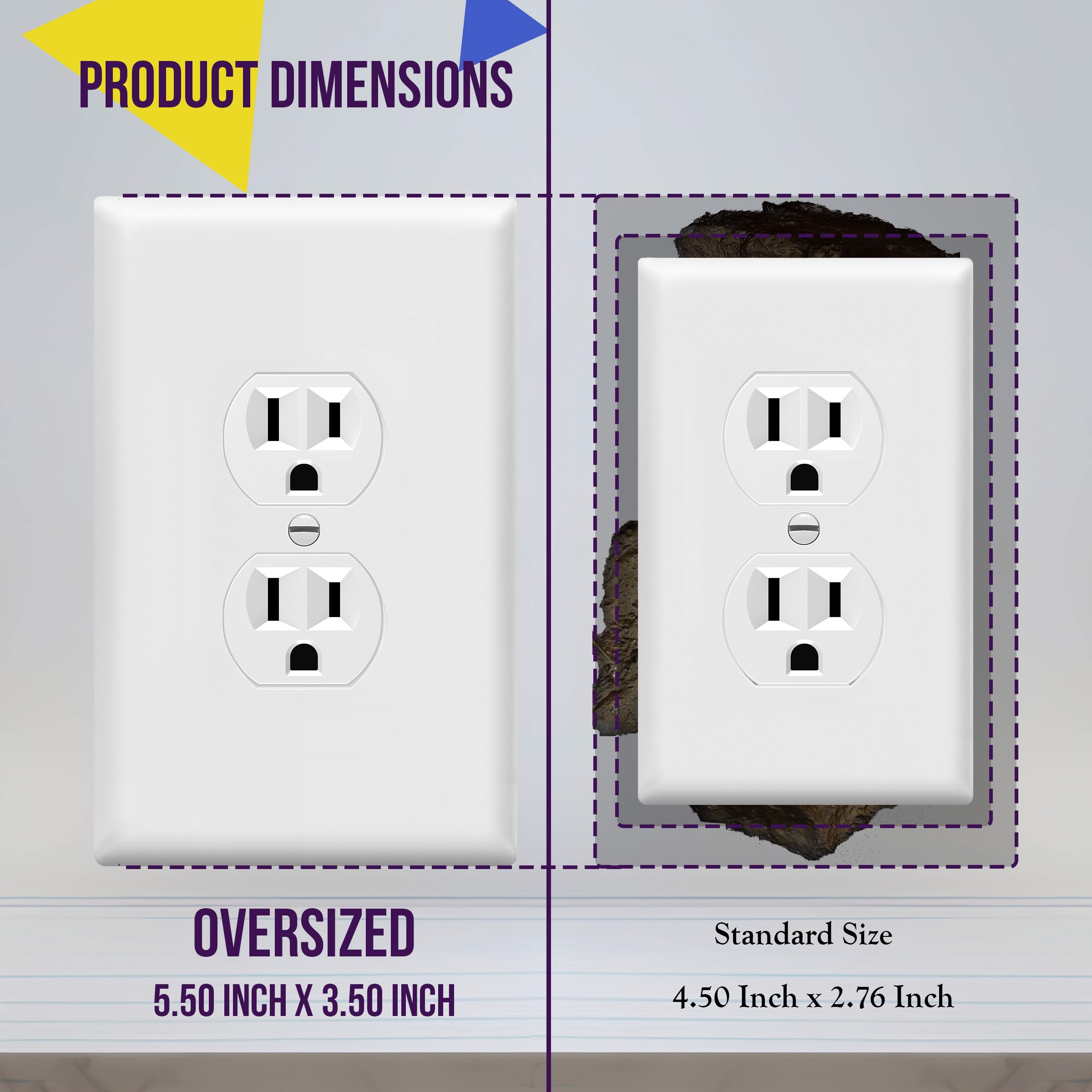 Enerlites jumbo wall plate close-up highlighting dimensions and fit.