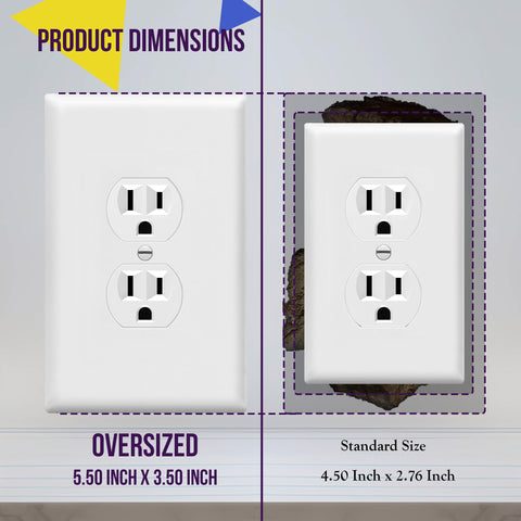 Enerlites jumbo wall plate close-up highlighting dimensions and fit.