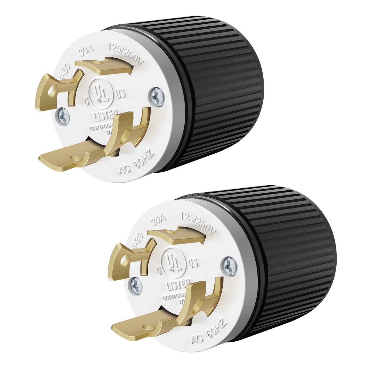 ENERLITES NEMA L14-30P locking plug front view for secure generator connections.