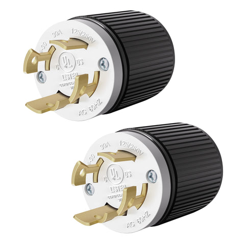 ENERLITES NEMA L14-30P locking plug front view for secure generator connections.