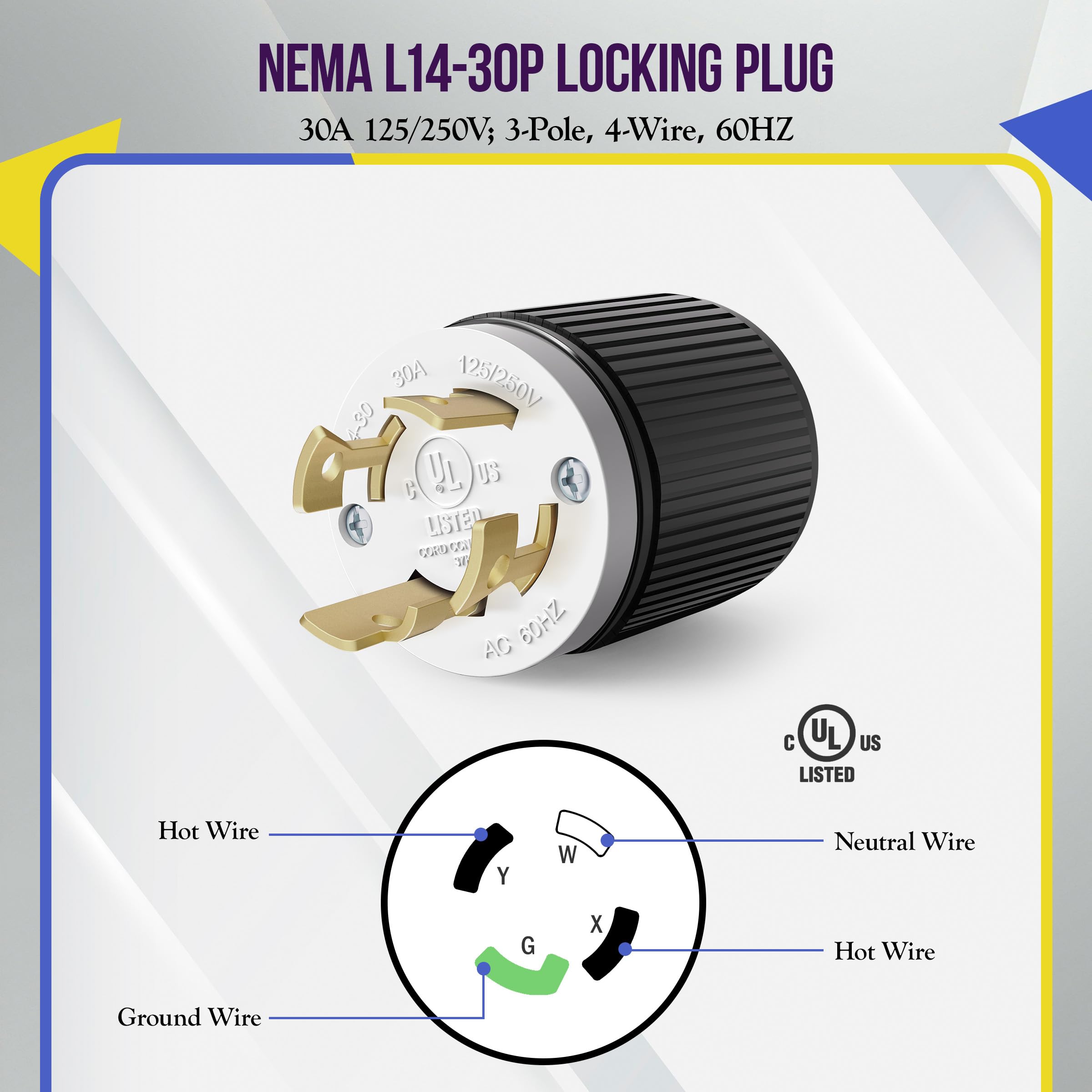 ENERLITES locking plug polycarbonate body showcasing durability and impact resistance.