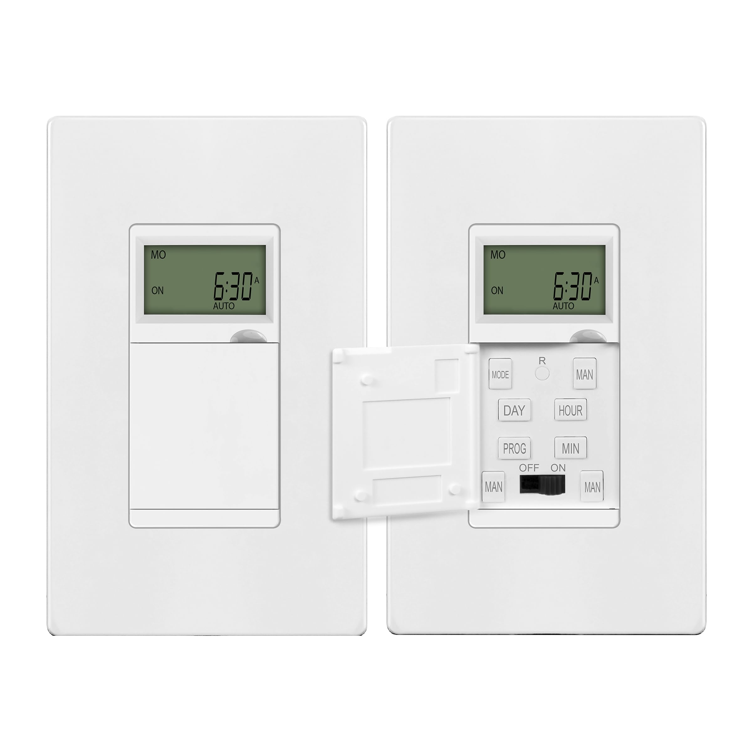 Enerlites programmable digital timer switch front view with scheduling controls