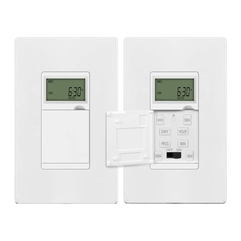 Enerlites programmable digital timer switch front view with scheduling controls