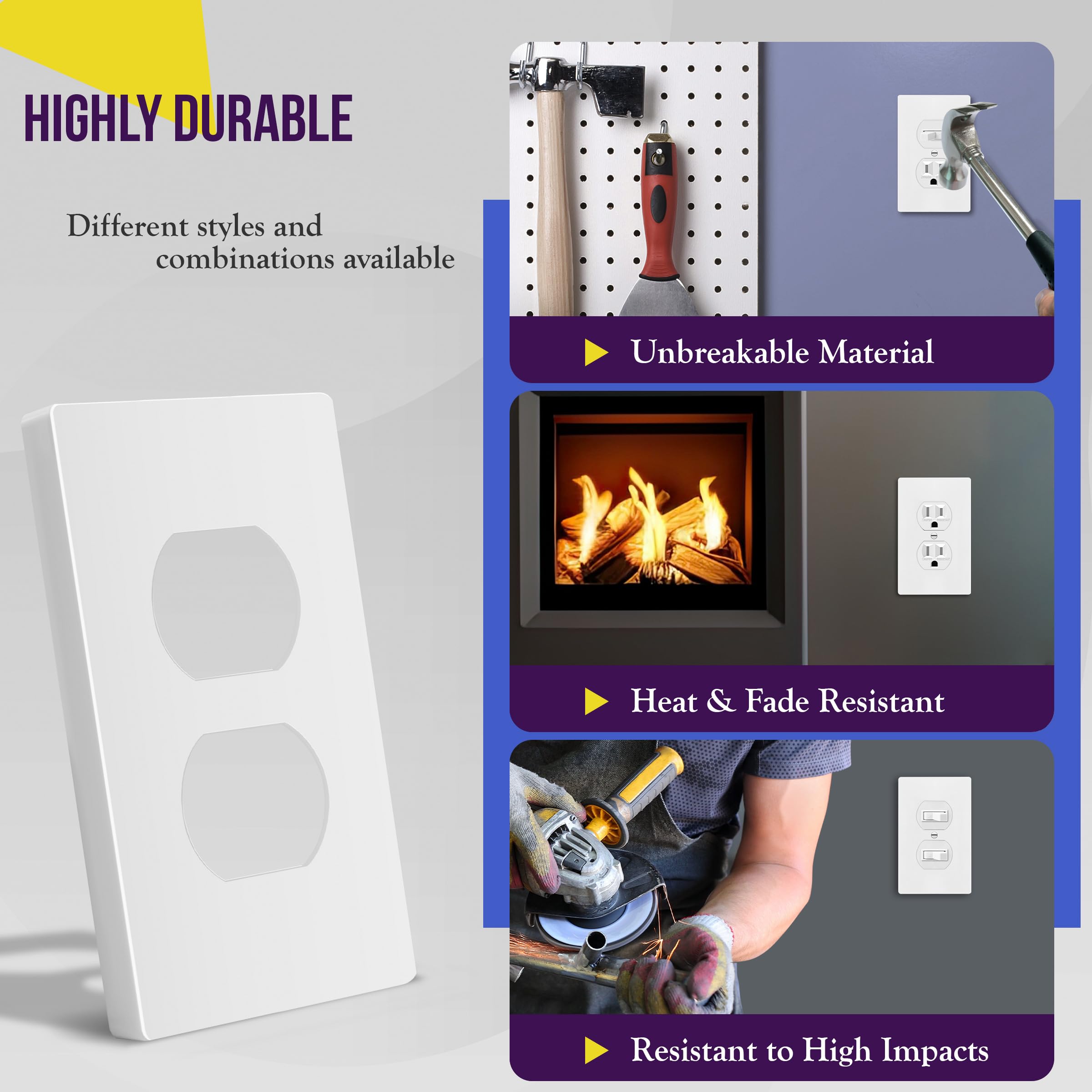 ENERLITES 1-gang wall plate enables quick replacement for standard outlets