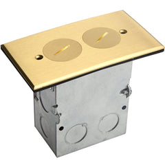 Enerlites screw-cap cover floor box kit in brass with 5in x 2.8in dimensions, tamper-resistant