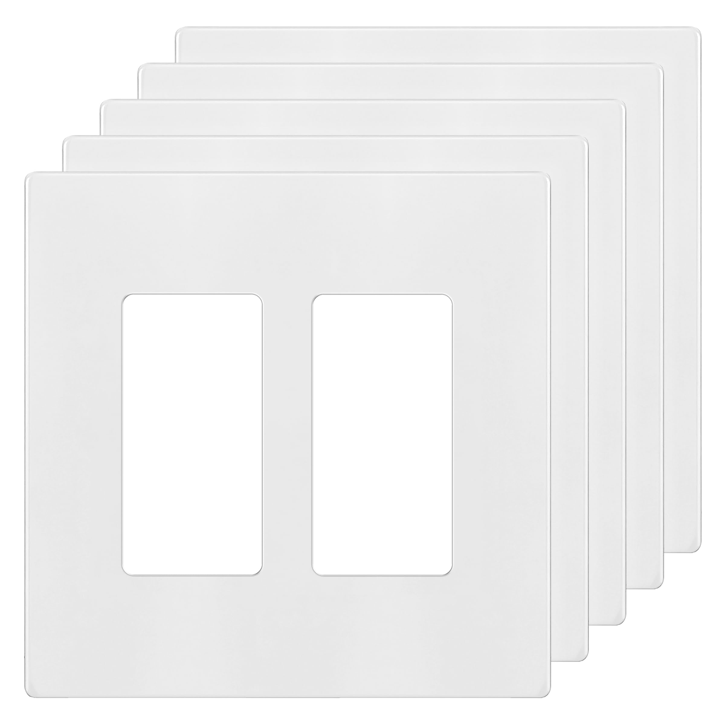Enerlites screwless decorator wall plate white 2-gang for a tidy, child-safe outlet cover