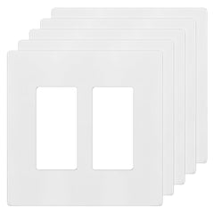 Enerlites screwless decorator wall plate white 2-gang for a tidy, child-safe outlet cover