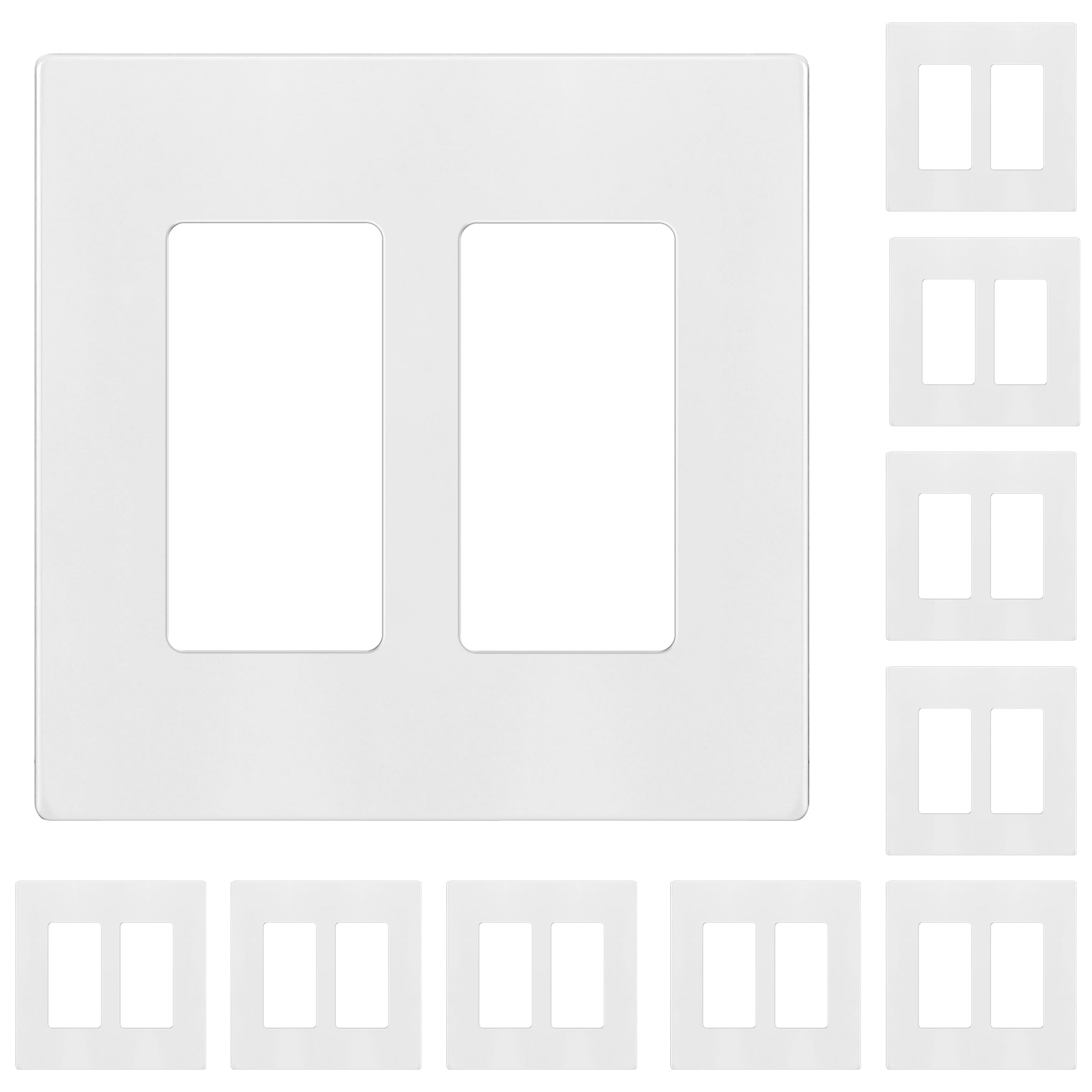 ENERLITES screwless wall plate 2-gang white for a clean look and safety