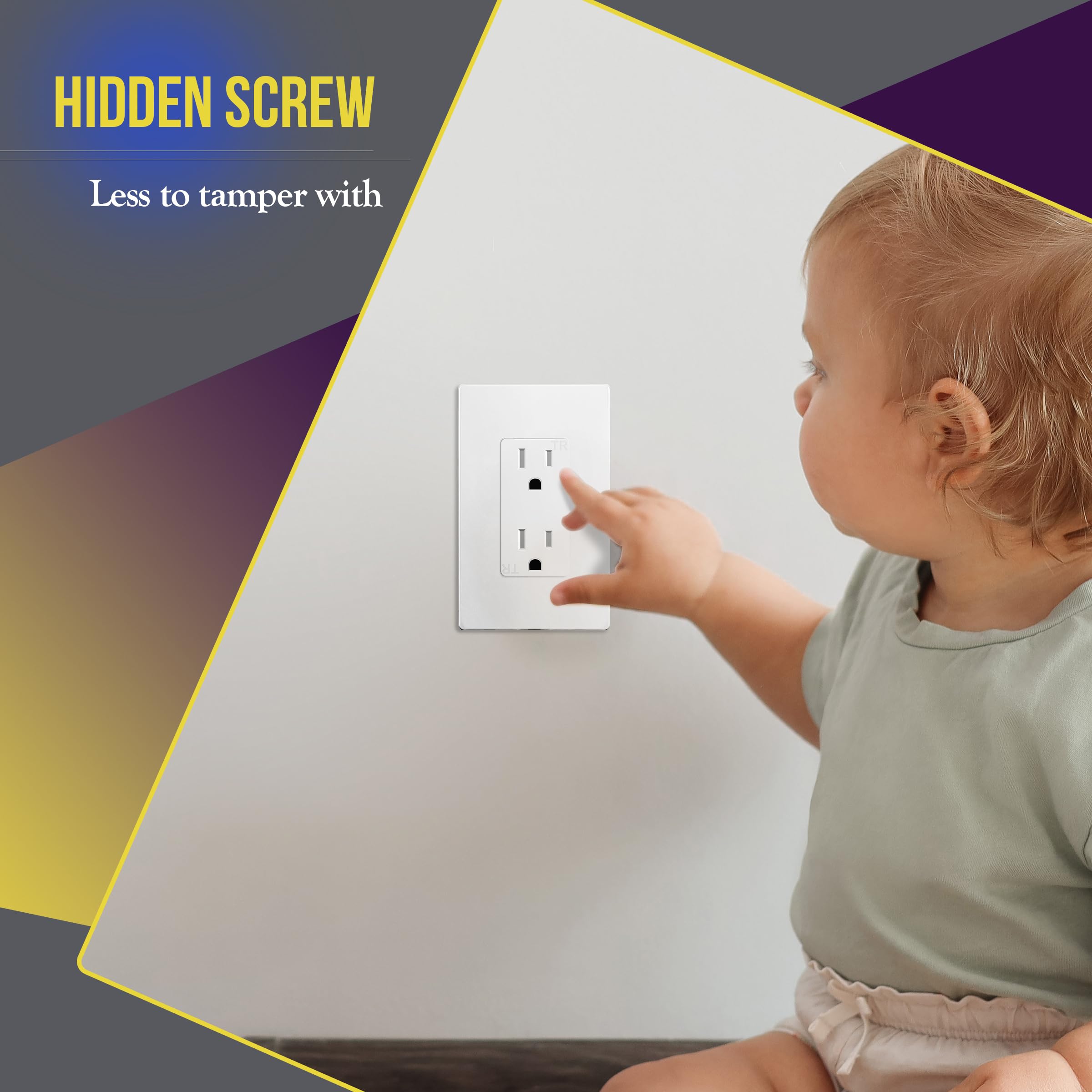 Enerlites screwless wall plate closeup highlighting screwless construction