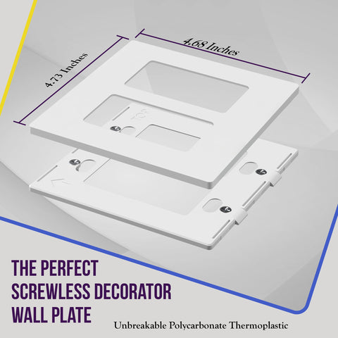 ENERLITES screwless wall plate close-up showing smooth edges for easy cleaning