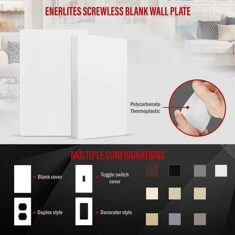 Enerlites blank wall plate 1-gang standard size fits most outlets.