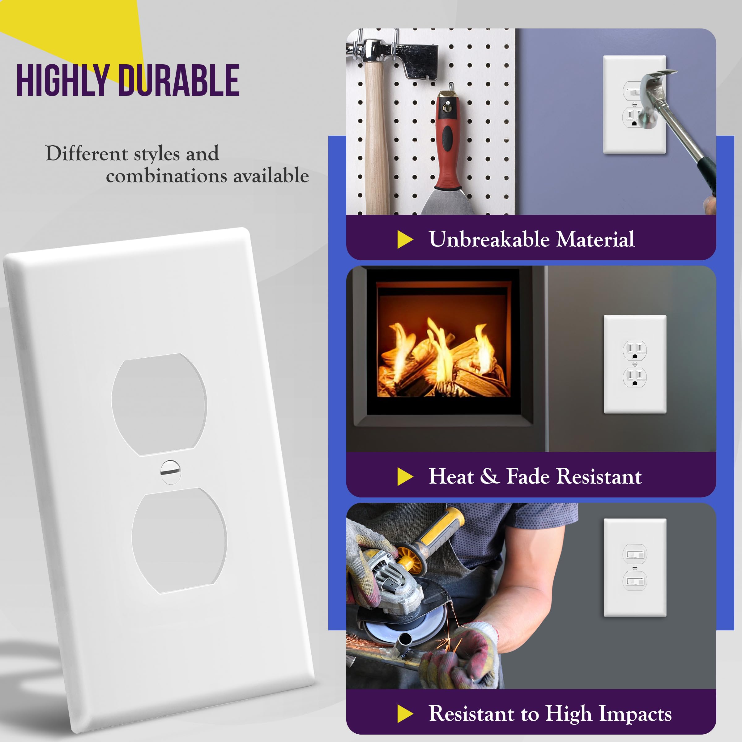 Enerlites wall plate demonstrating heat- and fade-resistance finish.