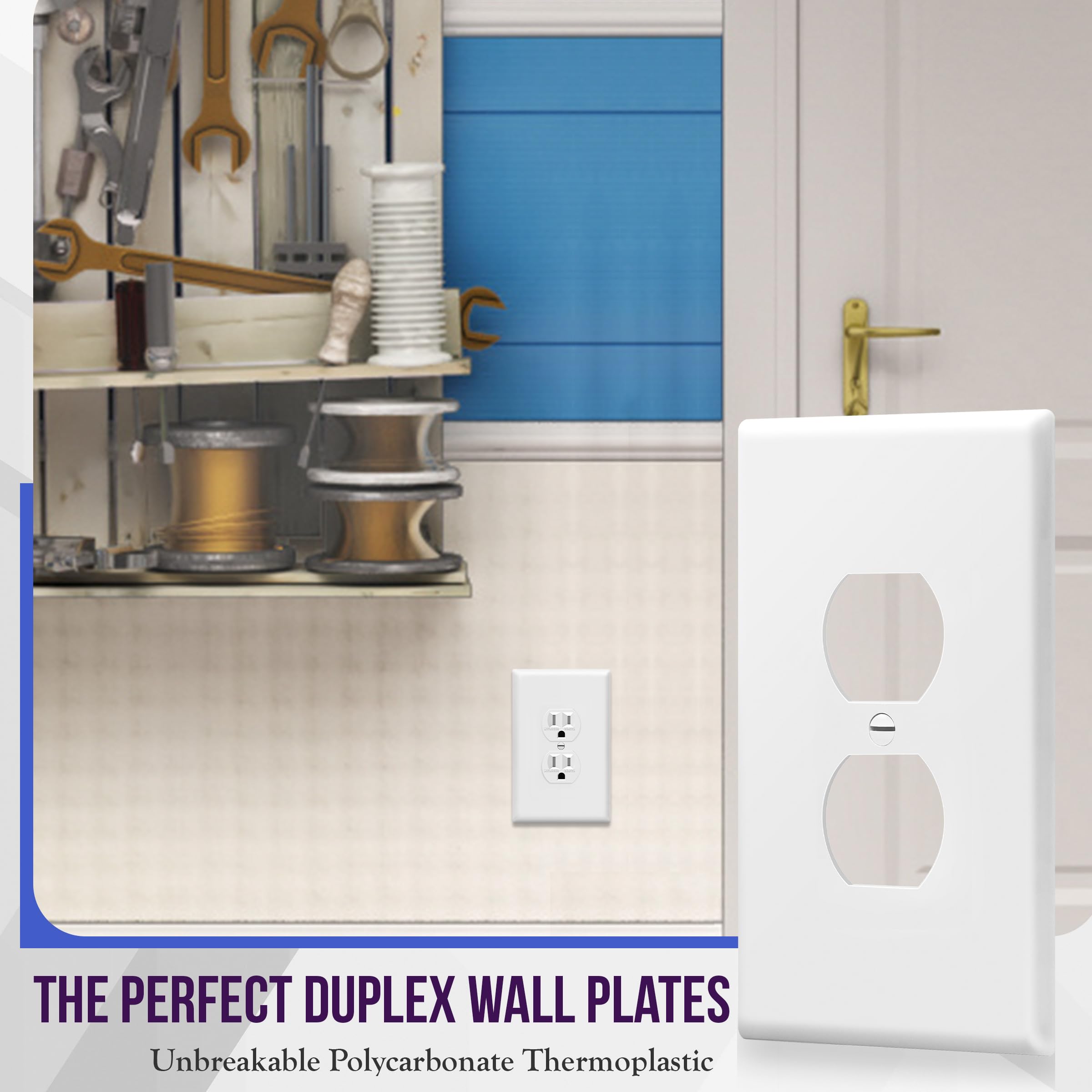 Enerlites polycarbonate wall plate showing durable construction.