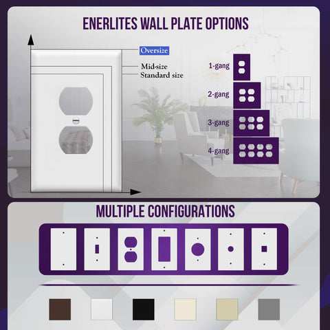 Enerlites wall plate with painted screws included for seamless matching.