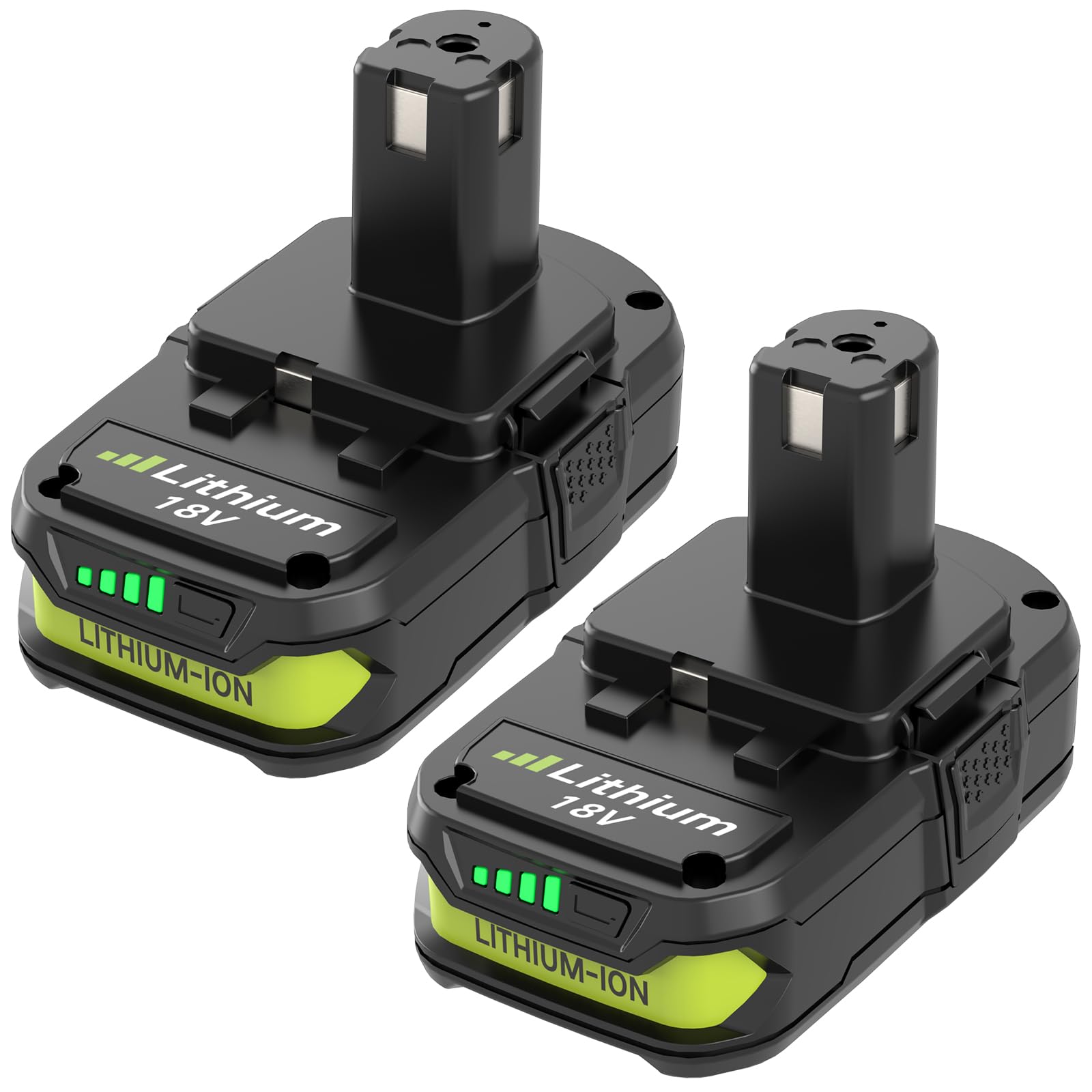 Enermall 2-pack 3600mAh P102 battery for Ryobi 18V and extended run time