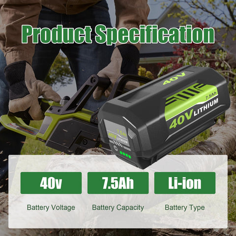 Enermall Ryobi 40V replacement battery pack fits many tools.