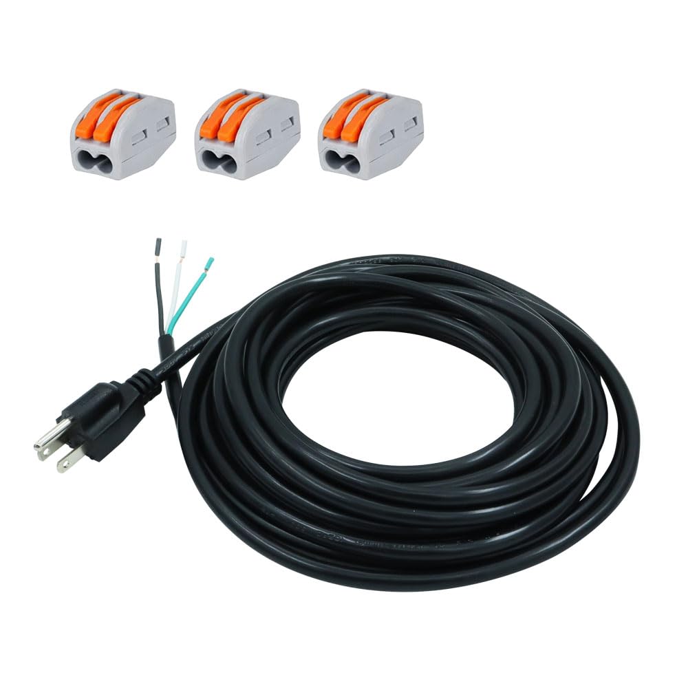 EnerSystec 25 ft power cord open end in black for long reach and flexibility
