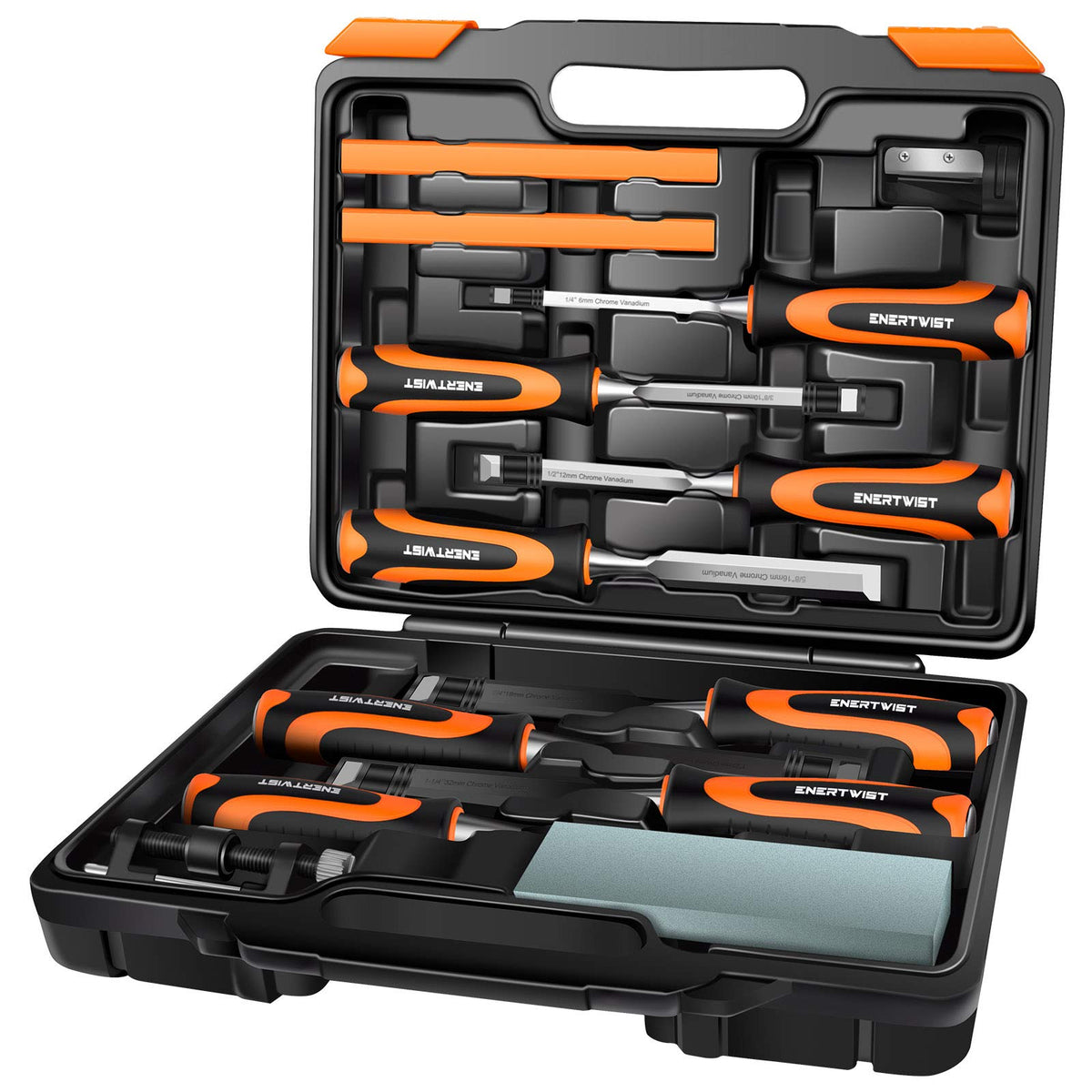 ENERTWIST 13-piece chisels with case for portable woodworking