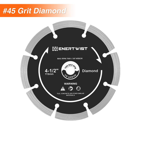 ENERTWIST 4-1/2 inch diamond tile blade closeup showing segmented edge for tile cutting