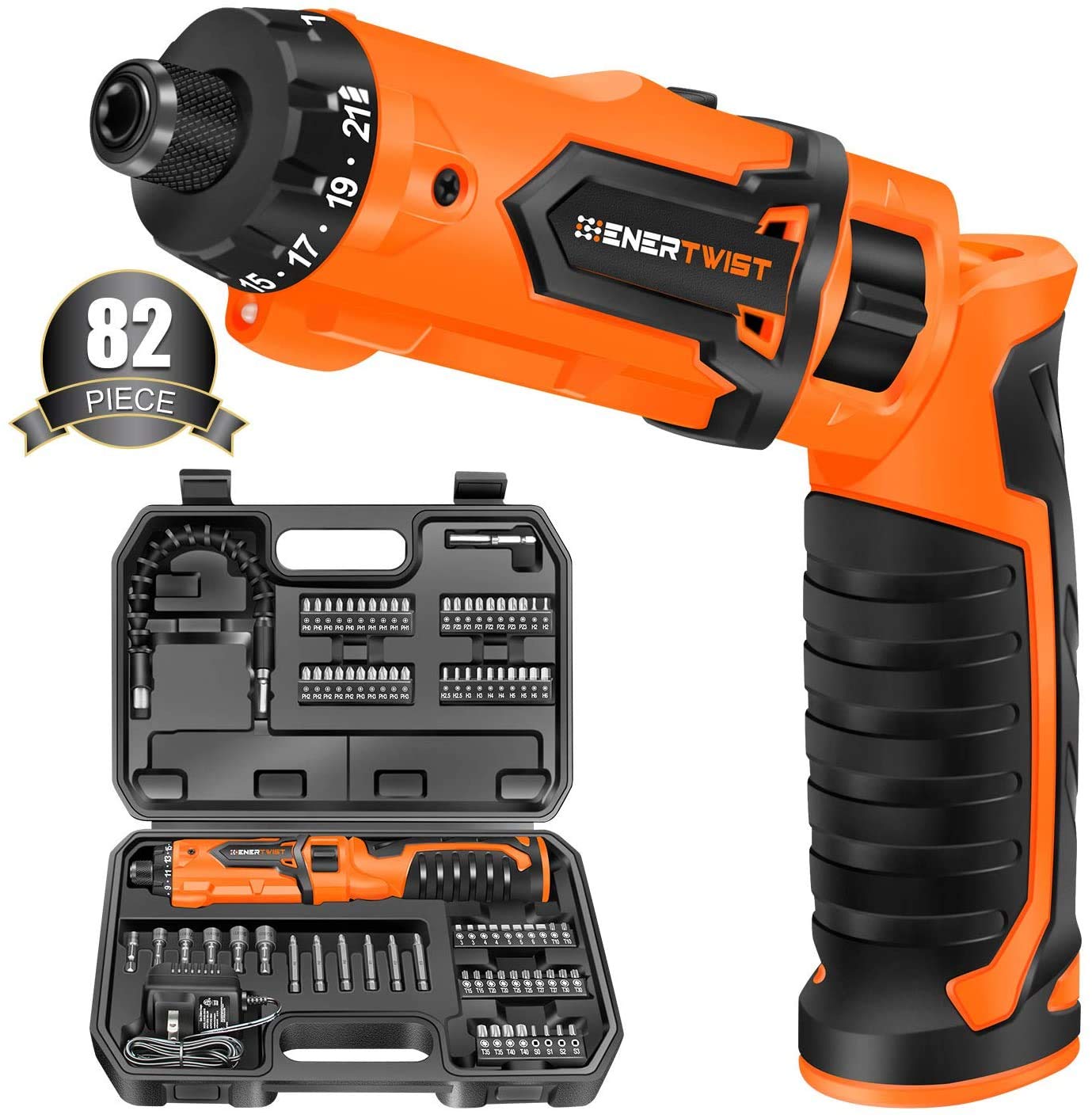 ENERTWIST 8V cordless screwdriver front view for precise driving and control.