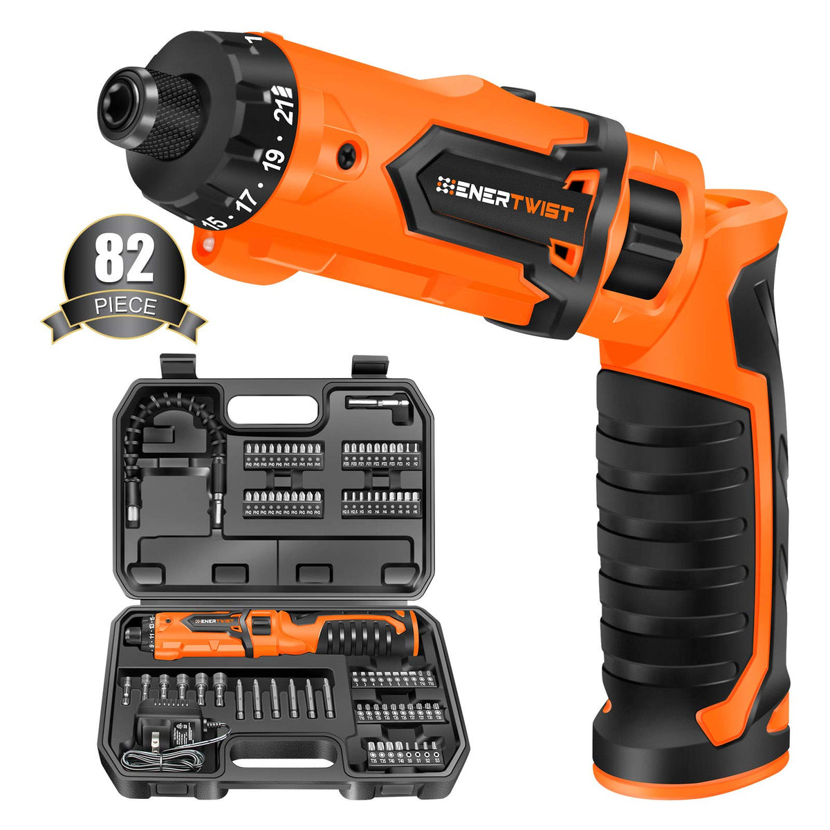 Enertwist cordless screwdriver front view showing compact design for precise fastening.