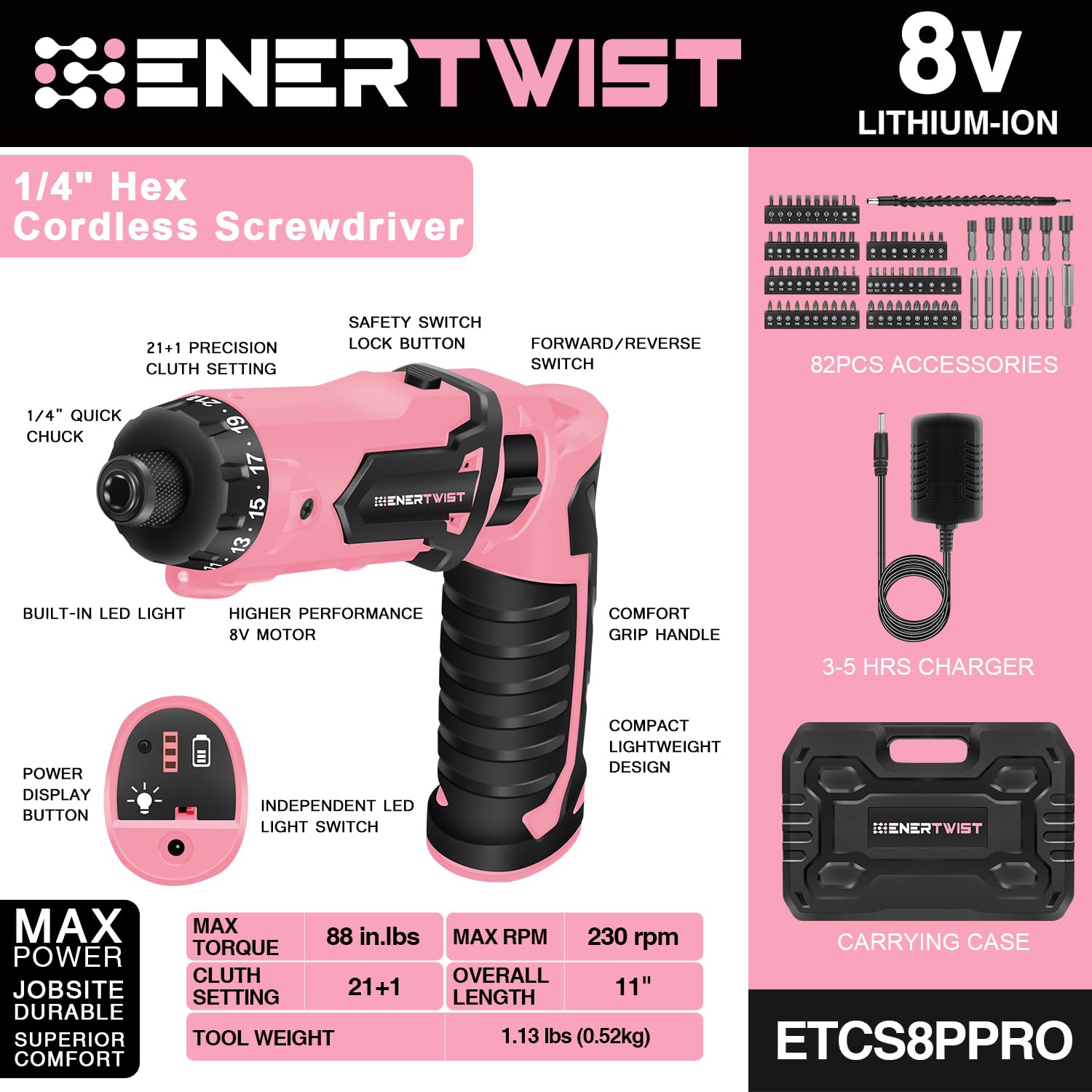 Enertwist precision clutch 21 plus 1 for controlled driving and drilling