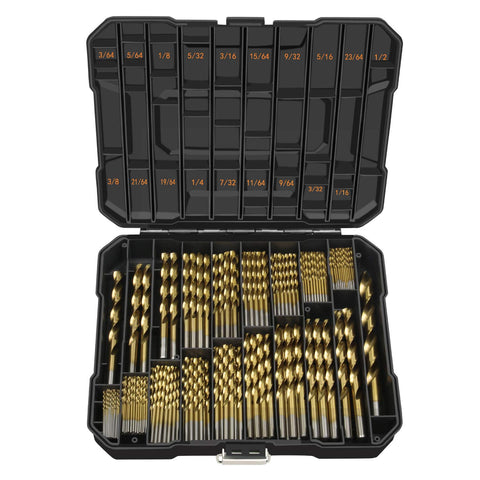 ENERTWIST titanium drill bit set in a sturdy case keeps metal and wood bits organized.